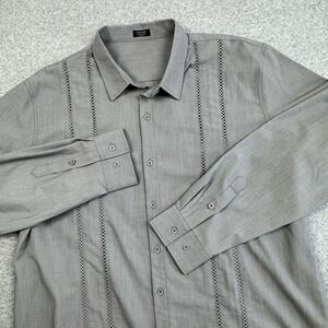 Coofandy Cuban Guayabera Shirt Mens‎ XXL Gray Button Up Casual Comfort Outdoors